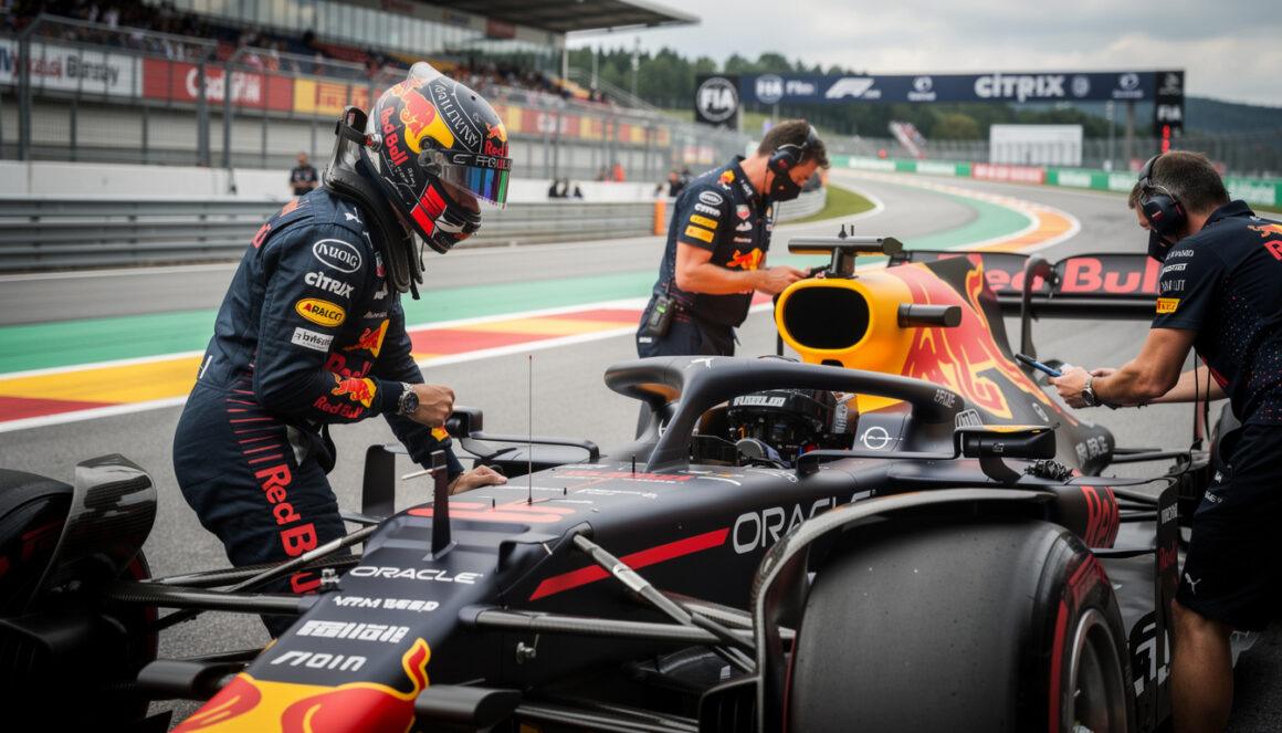 red bull is investigating a rear wing malfunction on verstappen's car, keeping all options open as they prepare for the spa race.