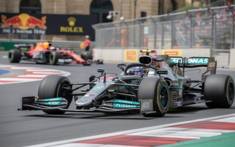 russell leads an exhilarating second practice session at the baku grand prix, showcasing impressive speed and control in the competitive race weekend.
