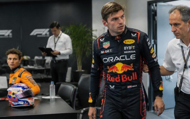 max verstappen is left stunned after being pulled from the f1 cooldown room when officials revoke his podium, turning the post-race celebrations upside down.